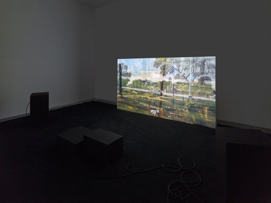 Rachel Rose A MINUTE AGO, 2014 Einkanal-HD-Videoinstallation, 8’43’’, Farbe, Ton Installationsansicht JULIA STOSCHEK COLLECTION, Berlin Foto: Simon Vogel