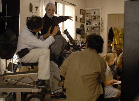 Michael Haneke am Set von Funny Games U.S.